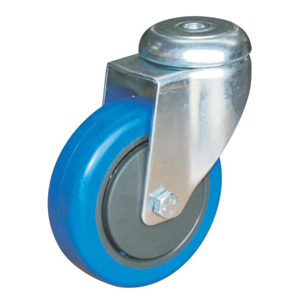 Bolt Hole Fitting Castor Blue - 100mm